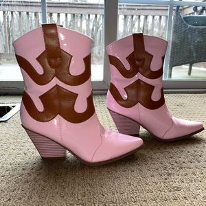 Worn once, Ankle Western Booties, Pink, size 8